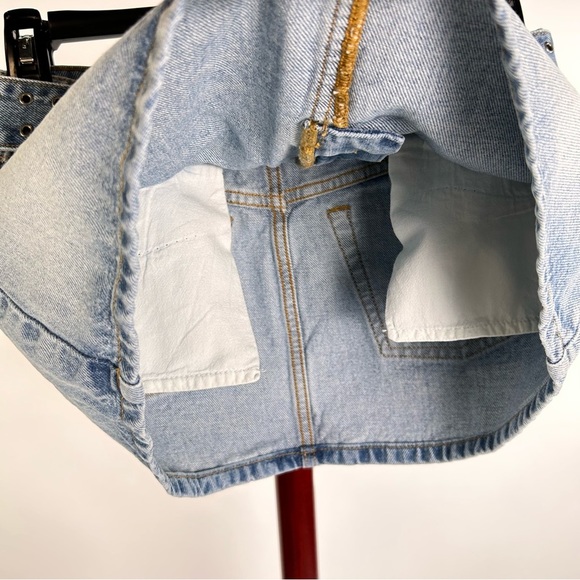 Danielle Guizio NY Sz S Low Rise Belted Denim Mini Skirt - Picture 7 of 9